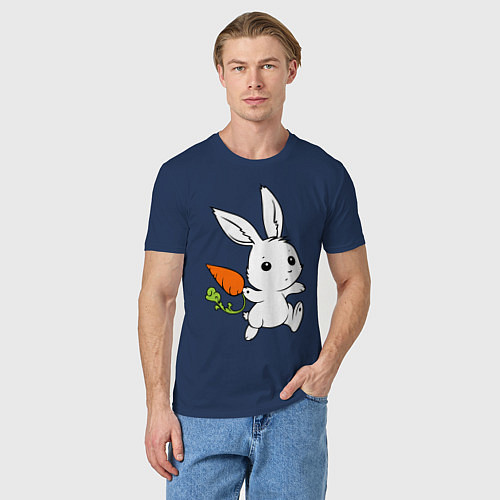 Мужская футболка Зайка с морковкой / Тёмно-синий – фото 3