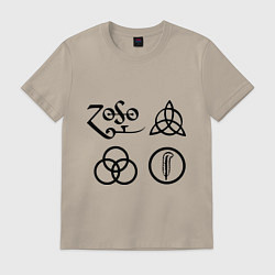 Футболка хлопковая мужская Led Zeppelin: symbols, цвет: миндальный