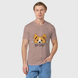 Футболка хлопковая мужская Got Corgi, цвет: пыльно-розовый — фото 2