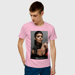 Футболка хлопковая мужская Rihanna: portrait цвета светло-розовый — фото 2