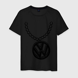 Футболка хлопковая мужская VW медальон, цвет: черный