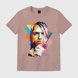 Футболка хлопковая мужская Kurt Cobain: Colors, цвет: пыльно-розовый