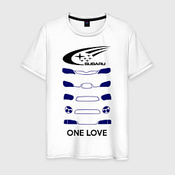 Футболка хлопковая мужская One love subaru, цвет: белый