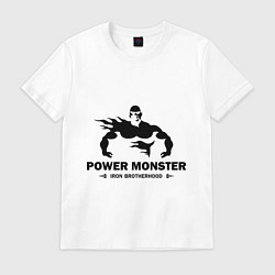 Футболка хлопковая мужская Power Monster, цвет: белый