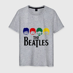 Футболка хлопковая мужская The Beatles Heads, цвет: меланж