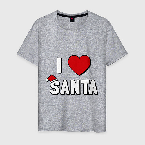 Мужская футболка I love santa / Меланж – фото 1