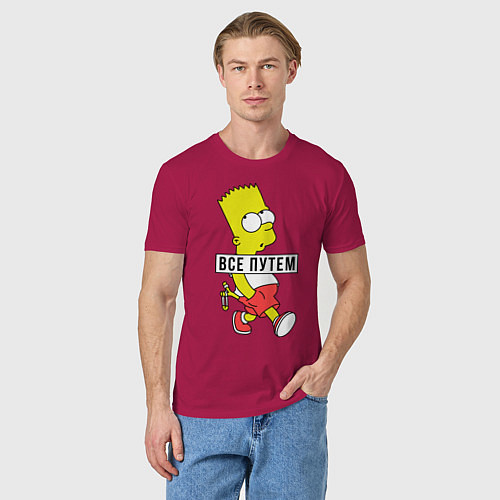 Мужская футболка Барт Симпсон: Все путем / Маджента – фото 3