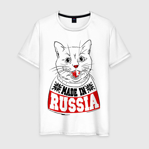 Мужская футболка Made in Russia: киса / Белый – фото 1