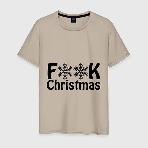 Мужская футболка F@ck christmas / Миндальный – фото 1