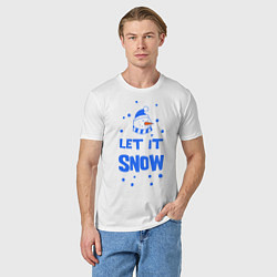 Футболка хлопковая мужская Снеговик Let it snow, цвет: белый — фото 2