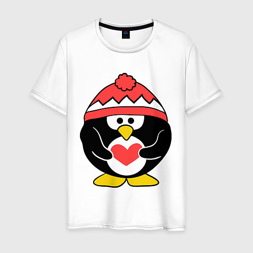Мужская футболка Пингвин с сердцем / Белый – фото 1