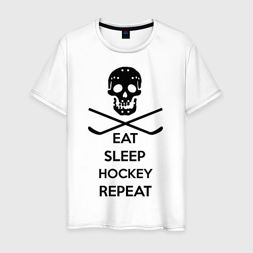 Мужская футболка Eat sleep hockey repeat / Белый – фото 1