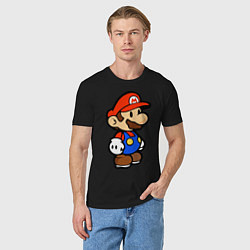 Футболка хлопковая мужская Влюбленный Марио, цвет: черный — фото 2