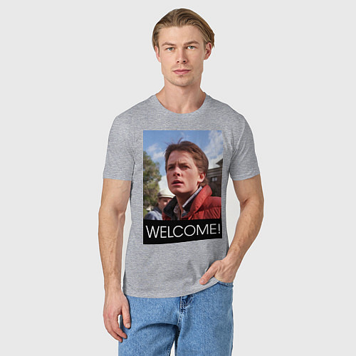 Мужская футболка Welcome to the future / Меланж – фото 3