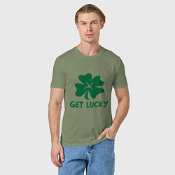Футболка хлопковая мужская Get lucky, цвет: авокадо — фото 2