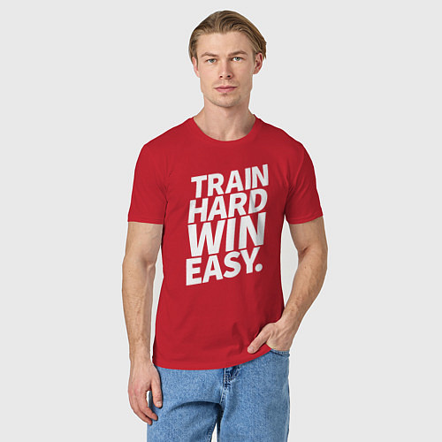 Мужская футболка Train hard win easy / Красный – фото 3