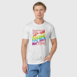 Футболка хлопковая мужская Doctor & Time Machine, цвет: белый — фото 2