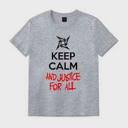 Футболка хлопковая мужская Keep Calm & Justice For All, цвет: меланж