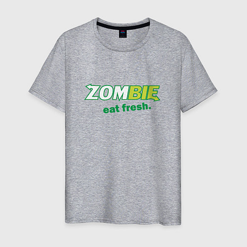 Мужская футболка Zombie - eat fresh / Меланж – фото 1