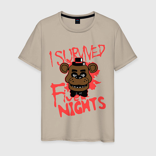 Мужская футболка I Survived Five Night / Миндальный – фото 1