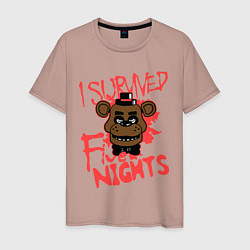 Футболка хлопковая мужская I Survived Five Night, цвет: пыльно-розовый