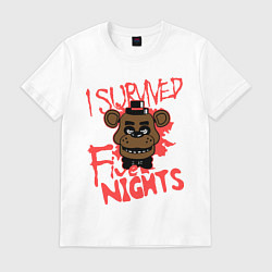 Футболка хлопковая мужская I Survived Five Night, цвет: белый