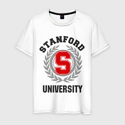 Футболка хлопковая мужская Stanford University, цвет: белый