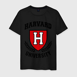 Футболка хлопковая мужская Harvard University, цвет: черный