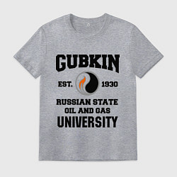 Футболка хлопковая мужская Унивеситет им.Губкина, цвет: меланж