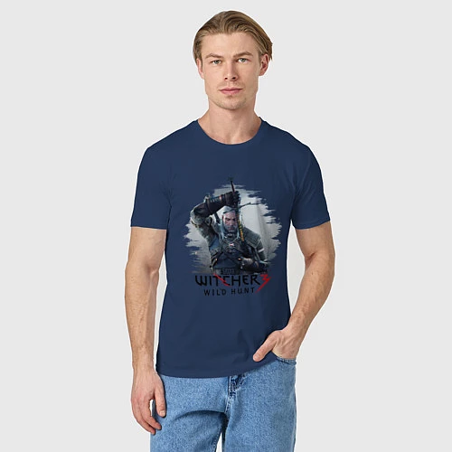 Мужская футболка The Witcher 3 / Тёмно-синий – фото 3