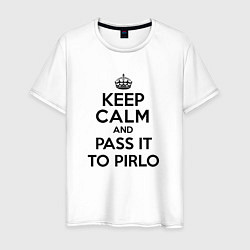 Футболка хлопковая мужская Keep Calm & Pass It To Pirlo, цвет: белый