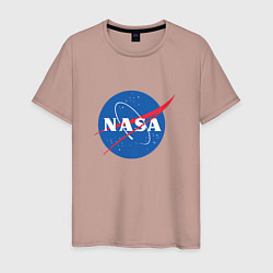 Футболка хлопковая мужская NASA: Logo, цвет: пыльно-розовый