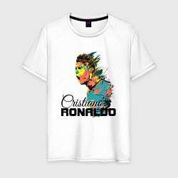 Футболка хлопковая мужская Cristiano Ronaldo, цвет: белый