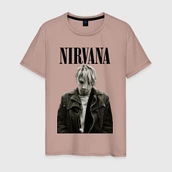 Футболка хлопковая мужская Kurt Cobain: Young, цвет: пыльно-розовый