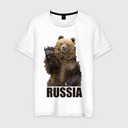 Футболка хлопковая мужская Russia: Poly Bear, цвет: белый