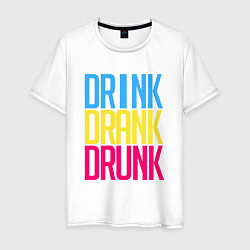 Футболка хлопковая мужская Drink Drank Drunk, цвет: белый