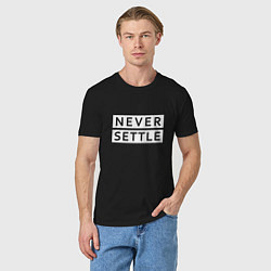 Футболка хлопковая мужская Never Settle, цвет: черный — фото 2