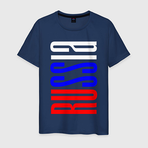 Мужская футболка Russia Tricolor / Тёмно-синий – фото 1