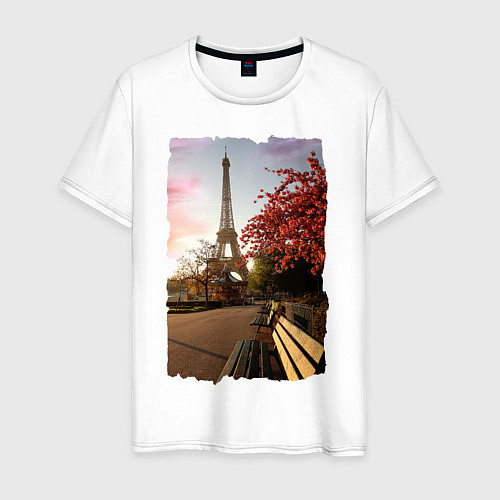 Мужская футболка Осенний Париж / Белый – фото 1