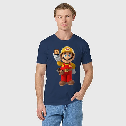 Мужская футболка Super Mario / Тёмно-синий – фото 3