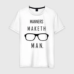 Футболка хлопковая мужская Kingsman: Manners maketh man, цвет: белый