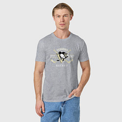 Футболка хлопковая мужская Pittsburgh Penguins: Est.1967, цвет: меланж — фото 2