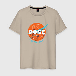 Футболка хлопковая мужская Doge: To the moon, цвет: миндальный