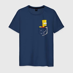 Футболка хлопковая мужская Карманный Барт, цвет: тёмно-синий
