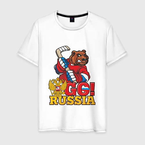 Мужская футболка Hockey: Go Russia / Белый – фото 1