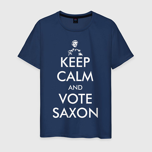 Мужская футболка Keep Calm & Vote Saxon / Тёмно-синий – фото 1