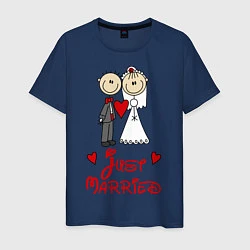 Футболка хлопковая мужская Just married, цвет: тёмно-синий