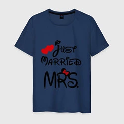 Футболка хлопковая мужская Just married Mrs, цвет: тёмно-синий