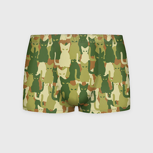 Мужские трусы Камуфляж- зелёные кошки / 3D-принт – фото 1