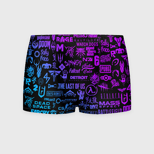 Мужские трусы Неоновые лого игр / 3D-принт – фото 1
